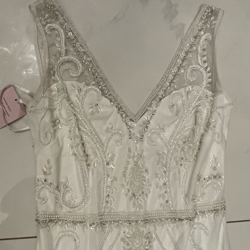 BHLDN Ivory Beaded V-Neck Wedding Gown - Picture 10 of 16